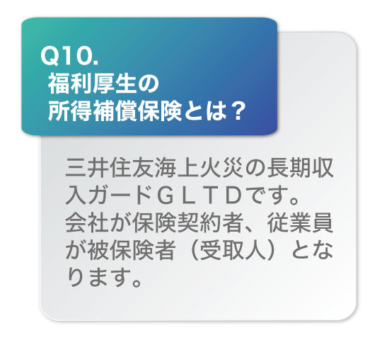 福利厚生の所得補償保険とは？三井住友海上火災の長期収入ガードGLTDです。会社が保険契約者、従業員が被保険者（受取人）となります。